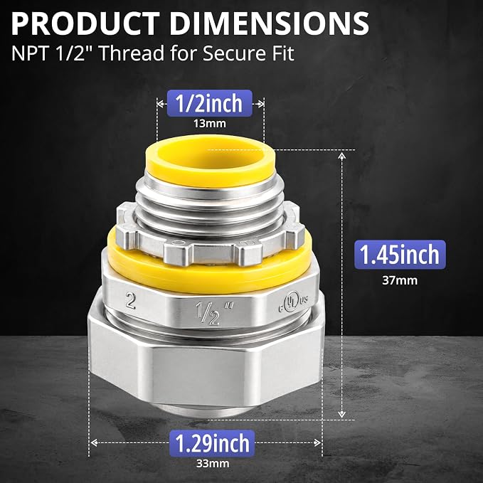 2 Pcs Liquid Tight Connector Straight Insulated Zinc Die Cast Metal Electrical - Image 2