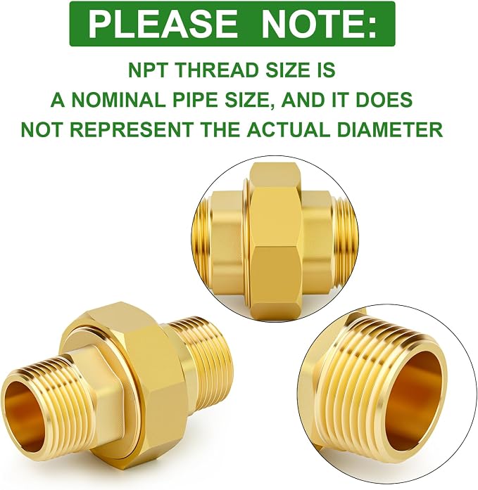 1PCS Brass Union，3/4" NPT Male x 3/4" NPT Male Brass Pipe Fitting - Image 3