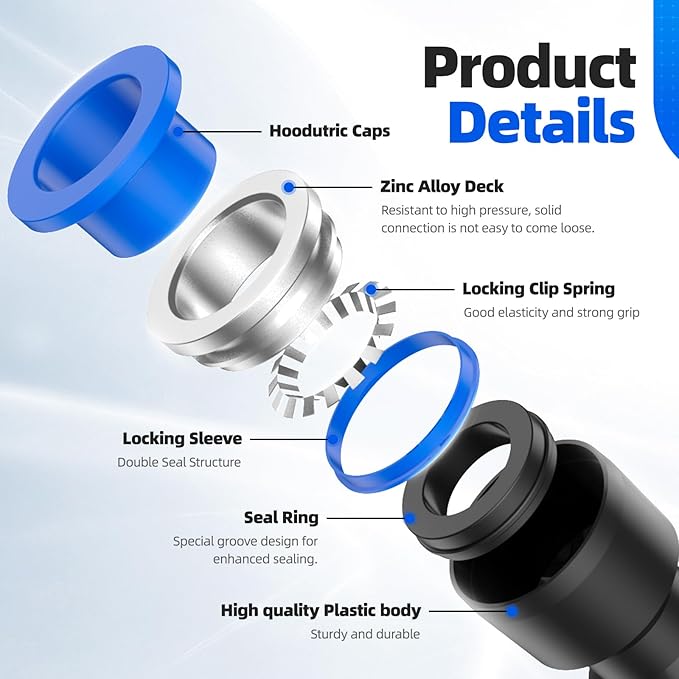 50PCS Quick Connect Air Hose Fittings 5/32 1/4 5/16 3/8 1/2 inch Straight Push - Image 3