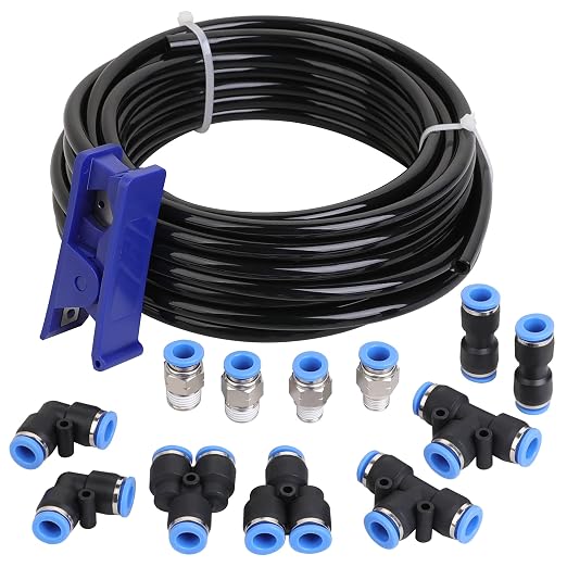 Air Line Tubing Kit, 5/16 Inch OD x 32.8 Feet Polyurethane PU Tube and Push to by Hromee