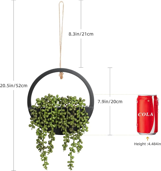 2pcs Artificial Succulents Hanging Plants 12.2'' Fake String of Pearls in Pot - Image 5