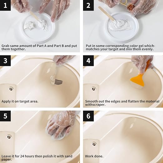 Tub and Fiberglass Shower Repair Kit, Porcelain Repair Kit | Porcelain Sink and - Image 3