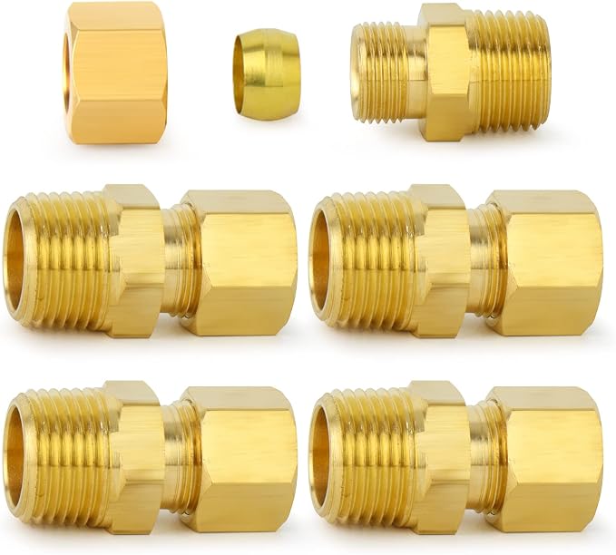 ChillWaves Brass Compression Tube Fitting, 3/8" OD x 1/2" NPT Male Compression by VisittheCHILLWAVES