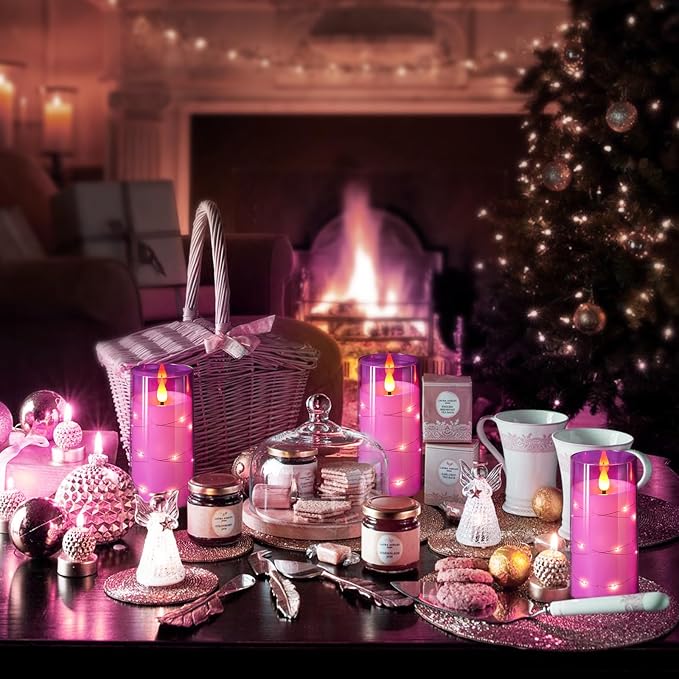NURADA Flickering Flameless Candles: Built-in Star String Lights 3D Wick - Image 5