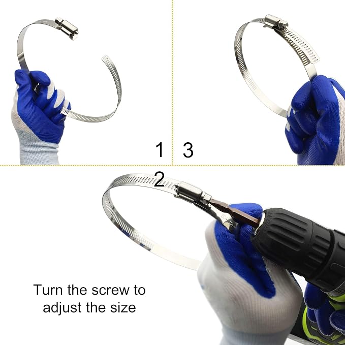 4Pcs 2.5 Inch Adjustable 304 Stainless Steel Duct Clamps Hose Clamp | Rust - Image 4
