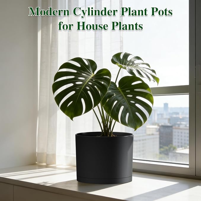 Plant Pots, 10/9/8 Inch 3 Pack Cylindrical Flower Pots - Image 5