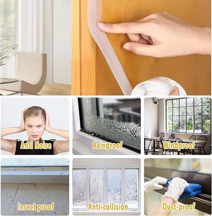 28.9 Ft Weather Stripping Door Seal Strip Tape, Silicone Draft Stopper - Image 5