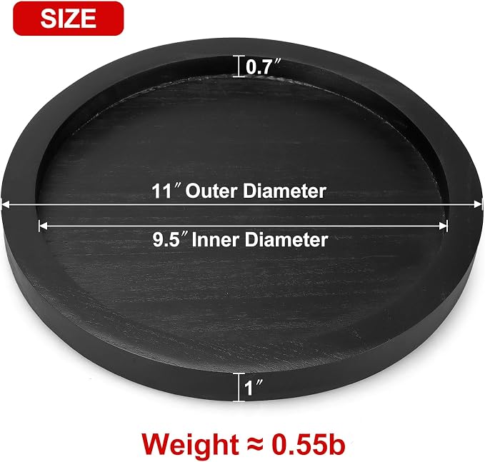 Black Round Wood Decorative Tray - Image 3