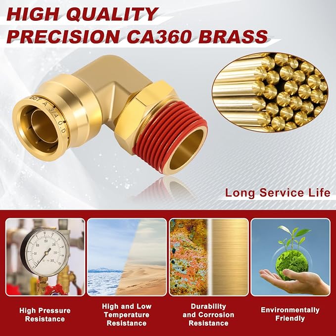 90° Swivel Male Elbow, 3/4" Tube x 3/4" NPT, DOT Approved 5PCS | - Image 2