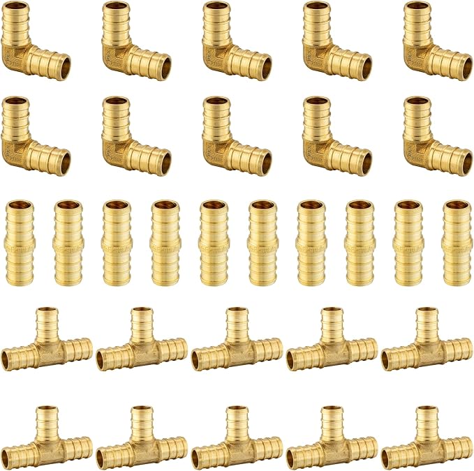 30 Pack Foskan 1/2 Inch PEX Barb Crimp Fittings Set | 10 Pieces Each:Elbow by Unknown