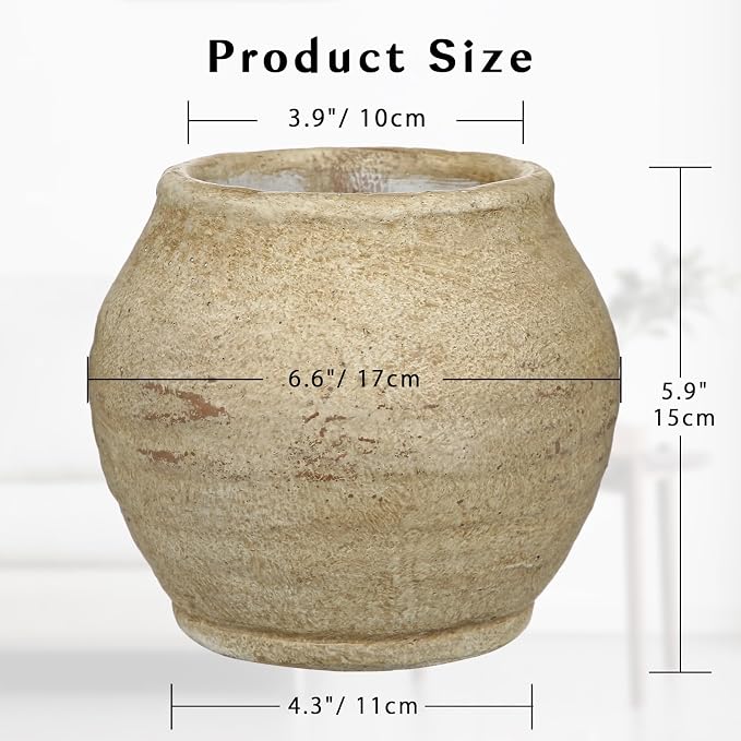 Briful Rustic Ceramic Decorative Vase, Farmhouse Textured Tabletop Vase | Wabi - Image 3