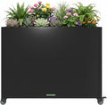 Metal Planter Box with Wheels, Rectangular Planter Raised Garden Bed by Unknown