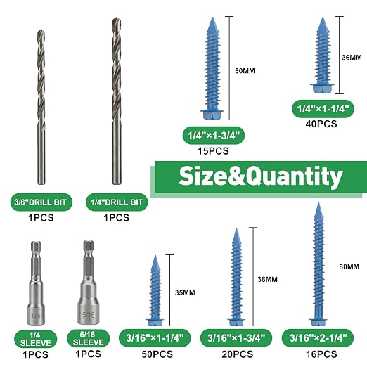 FOLIV 145PCS Concrete Screws - Image 3