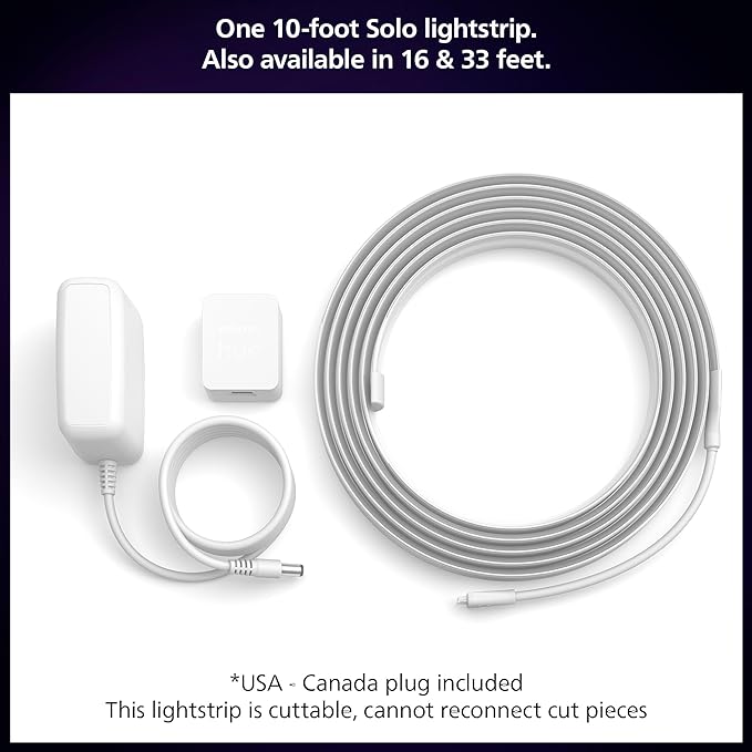 PHILIPS Hue Indoor 10 Ft Smart RGBWW LED Solo Lightstrip Base Kit, 1 Pack - Image 2