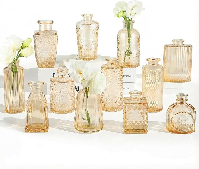 12 Pack Glass Bud Vases Mini Flower Vase Small Vintage Vases by RUCKAE