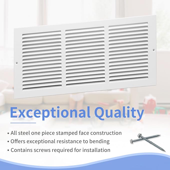 Howeall 18"W x 8"H Steel Return Air Grille, Air Return Vent Cover - Image 2