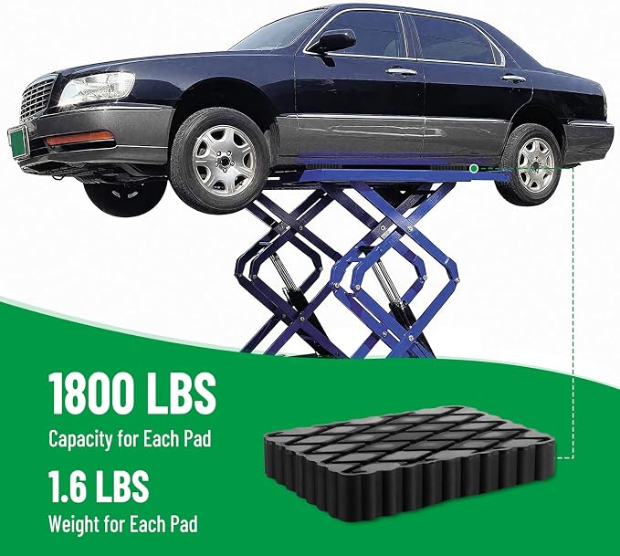 8 Pack Solid Rubber Auto Lift Pads, 6-1/3" x 4-3/4" x 1 | Anti-Skid Lift Block - Image 3
