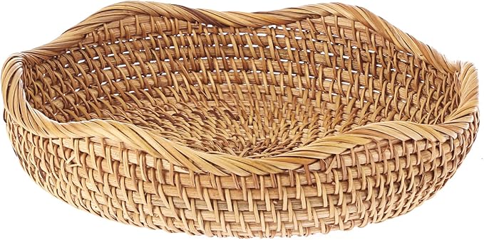Hipiwe Natural Rattan Tray 8.5" Wicker Key Basket Bowl - Image 9