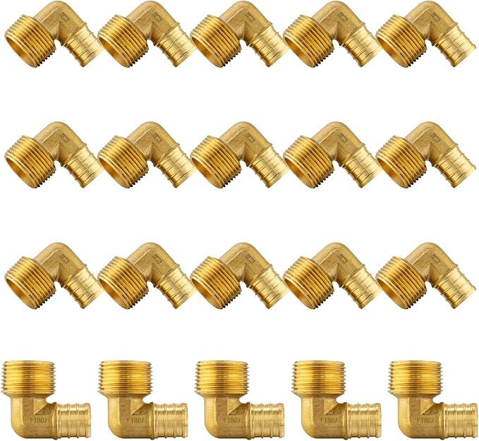 20Pack Seelink PEX Fittings, Pex 3/4" x 1/2" Male Threaded NPT Elbow | Brass by Seelink