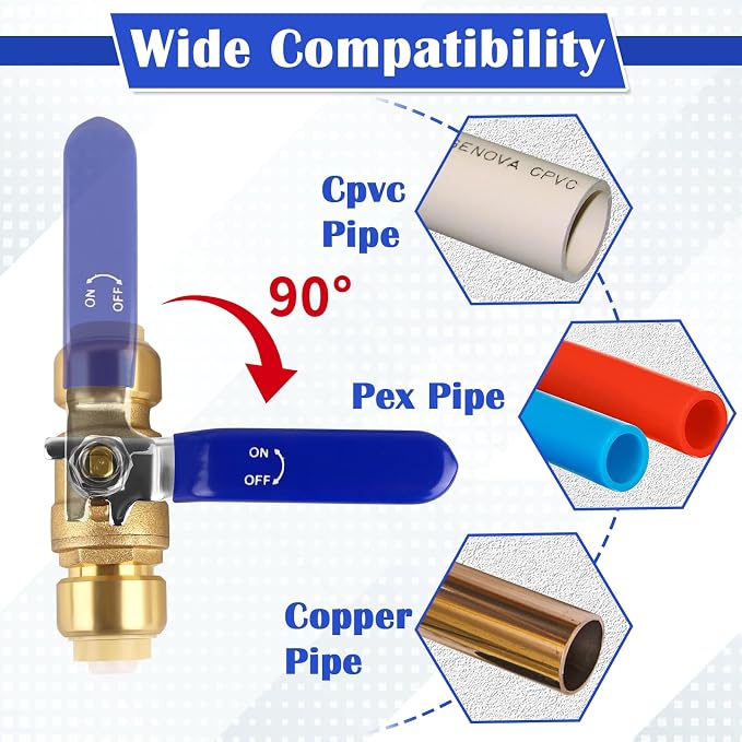Push Fit Ball Valve, Brass Plumbing Water Valve, Pex Push Ball Valve, Used - Image 6