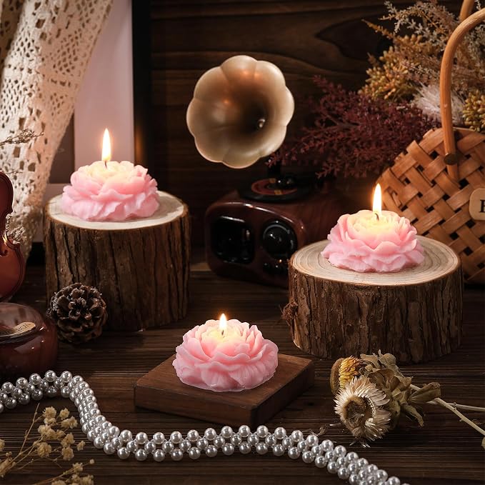 Roowest 3 Pcs Rose Flower Shaped Candles Soy Wax Handmade, Decorative - Image 4