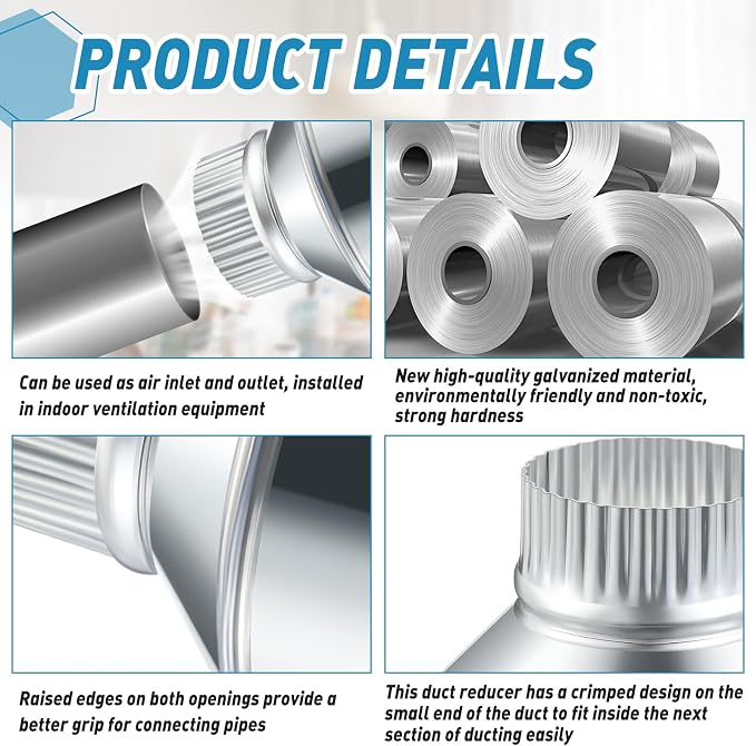 1 Pcs 6 Inch to 3 Inch Duct Reducer Increaser | Galvanized Steel Air Duct - Image 3
