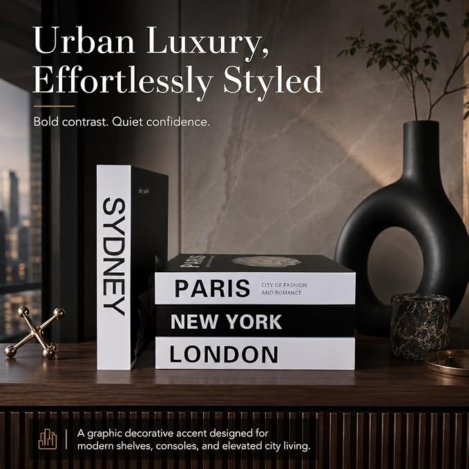 4 Pcs Decorative Books | Faux Travel Coffee Table & Shelf Decor | Worldly - Image 9