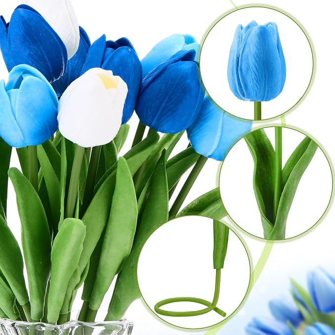 Janinka 150pcs Artificial Tulip Flowers Fake PU Tulips Faux Latex Bouquet - Image 5
