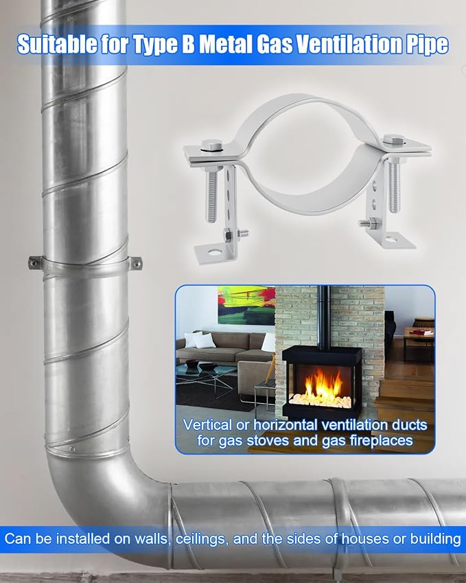 4 Inch Adjustable Pipe Bracket, Split Ring Stove Hanger Chimney Pipe Holder | B - Image 2