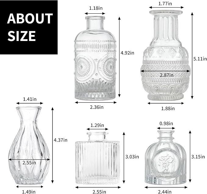 Fixwal Set of 5 Bud Vases, Small Vase - Image 2