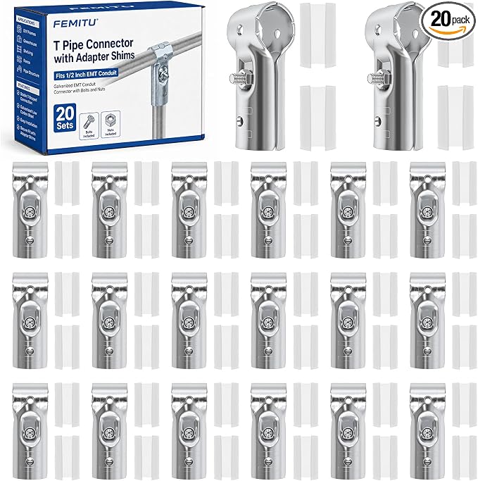 20 Sets T Pipe Connectors Tee Clamp Fittings by Femitu