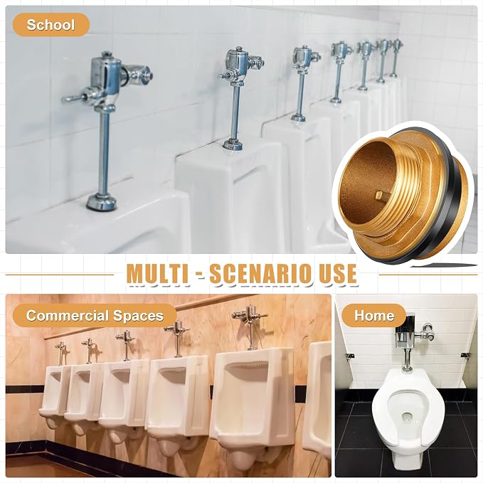 Zonon 3 Pcs 1-1/2 Inch 100% Brass Closet Spud Urinal Spud Flush Valve Parts - Image 2