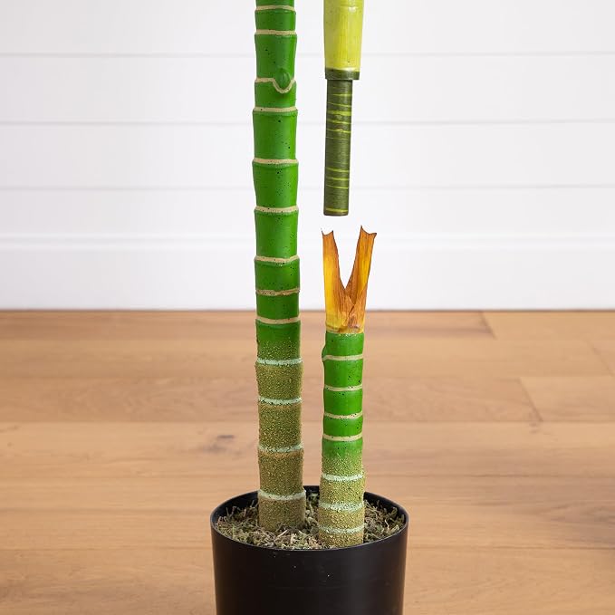 Nearly Natural 6ft Golden Cane Palm Tree, Artificial Double Stalk - Image 5