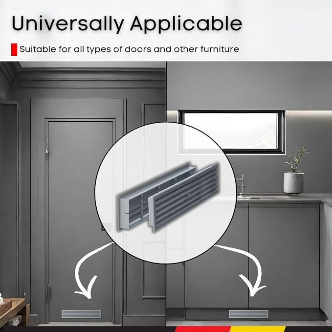 1 Set - Two-Sided Door Vent Cover 17.7x3.6 inch - Gray Plastic Ventilation - Image 4