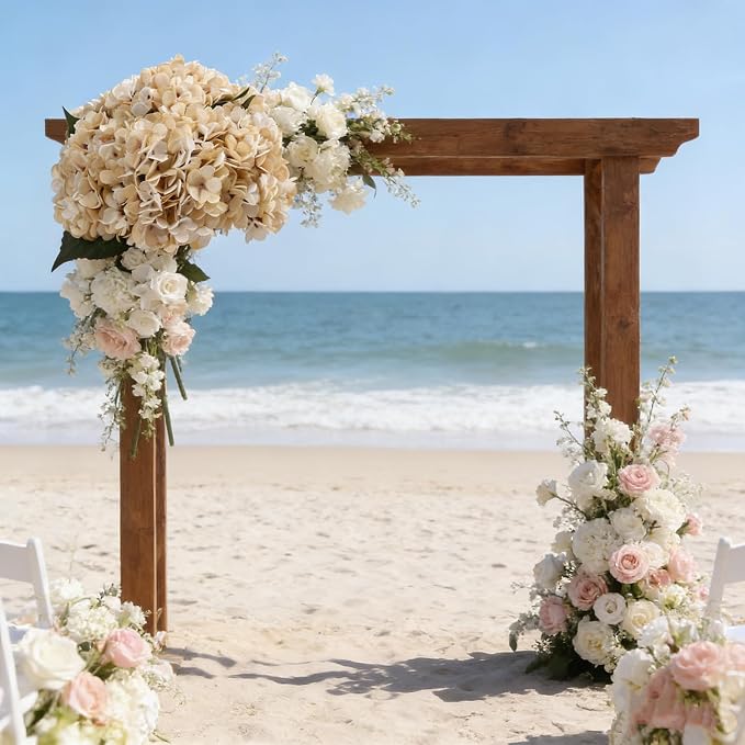 Kimura's Cabin 6pcs Hydrangea Artificiales Flowers Faux Hydrangeas, Cream | - Image 8