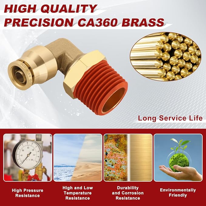 90° Swivel Male Elbow, 3/8" Tube x 1/2" NPT, DOT Approved 5PCS | - Image 2