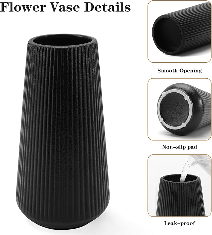 Black Ceramic Vase, GUKJOB Cute Flower Vase - Image 6