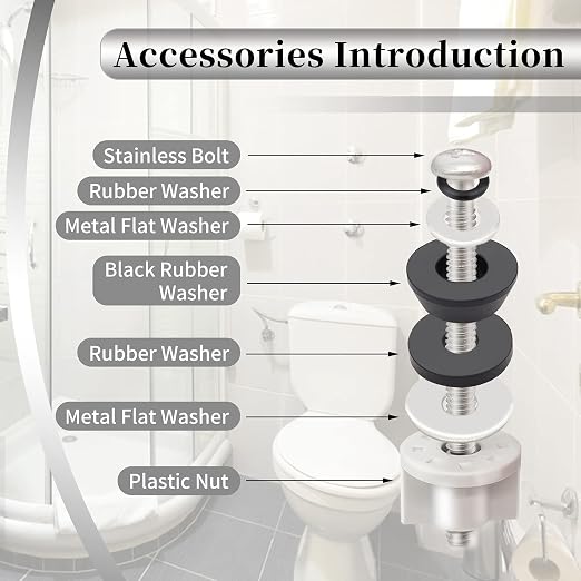 Universal Toilet Seat Hinge Bolts Kit, Heavy Duty Toilet Bolts, Waterproof - Image 4