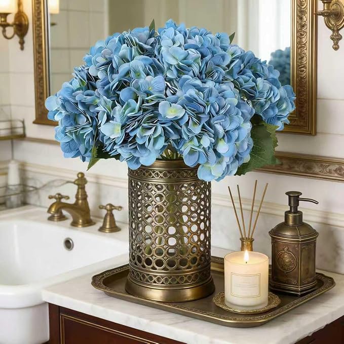 Kimura's Cabin 6pcs Hydrangea Artificial Flowers Silk Faux Hydrangeas, Wedding - Image 8
