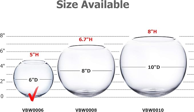 WGV Bowl Glass Vase, Diameter 6", Height 5", Open Width 4", 1 Piece - Image 3