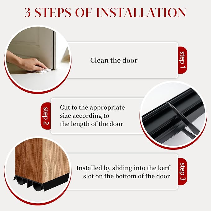 2 Pcs 36" Black Double Bubble Kerf Door Sweep | 1-3/4" Wide Weatherstrip Seal - Image 4