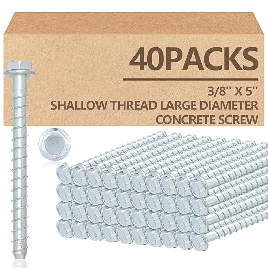 Tandefio 40 Pack 3/8 x 5 Concrete Anchors and Screw Kits Galvanized | Large by Tandefio