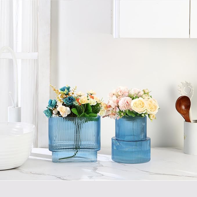 Blue Glass Vases, Modern Glass Vase - Image 4