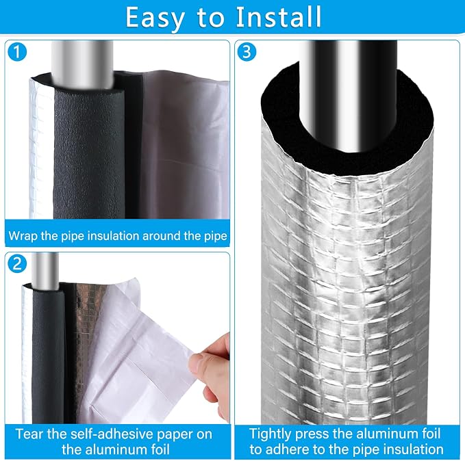 20 Pcs Pipe Insulation Foam Tube Self Adhesive Insulation Foam Wrap | 1.3Ft x - Image 4