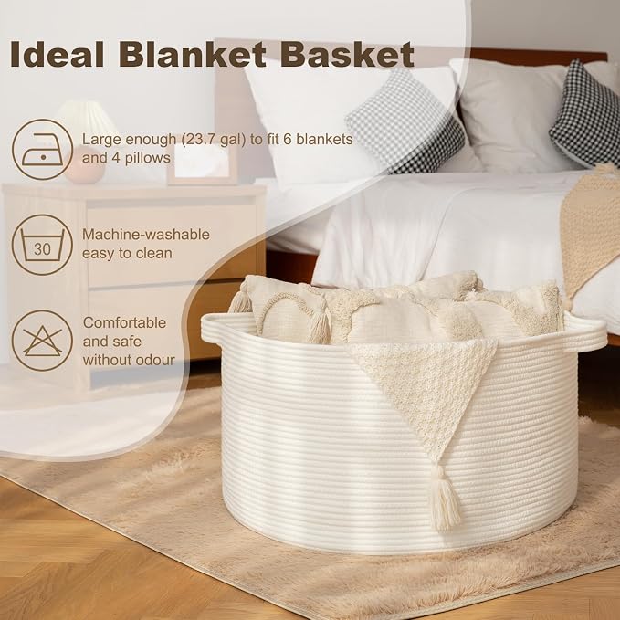 OIAHOMY 90L Extra Large Blanket Basket - Image 3