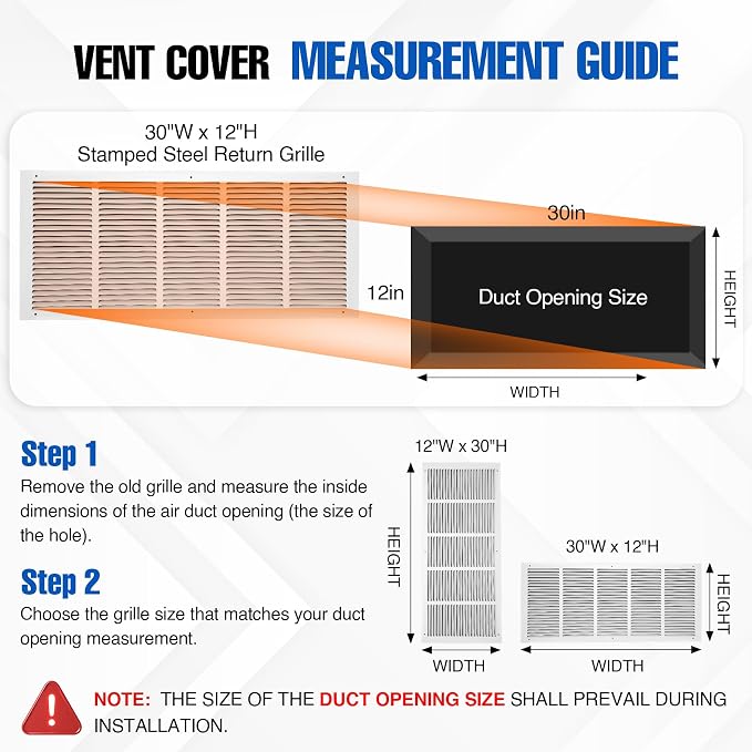 Fancat 30x12 Duct Opening | Steel Return Air Grille | Vent Cover Grill - Image 2