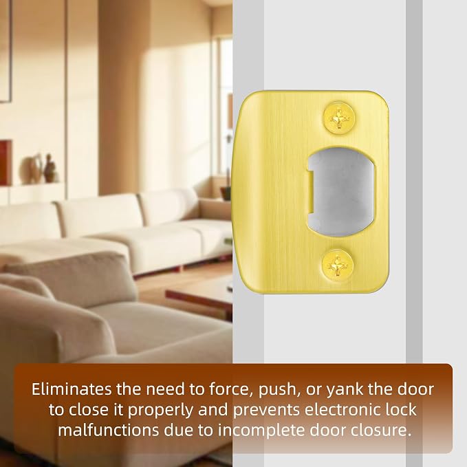 Door Strike Plate for Interior Doors, Satin Brass, 1 Pack | 2-1/4"x1-3/4" - Image 8