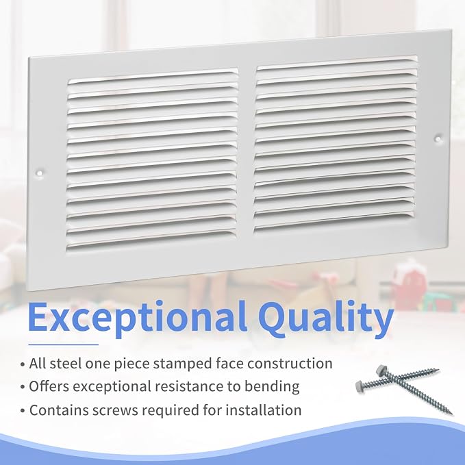 Howeall 12"W x 6"H Steel Return Air Grille, Air Return Vent Cover - Image 2