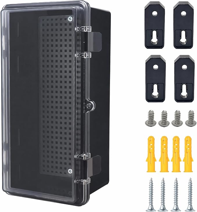 Junction Box, Hinged Black Clear Cover IP67 Waterproof ABS Project Box by Otdorpatio