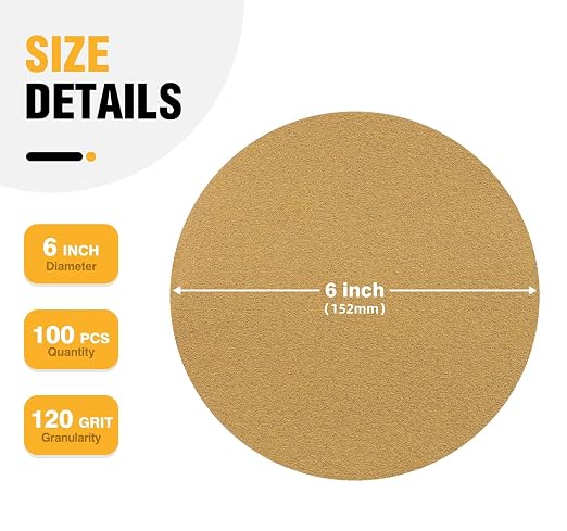 100 PCS 6 Inch PSA Sanding Discs 120 Grit Sticky-Back Sandpaper | Adhesive - Image 4